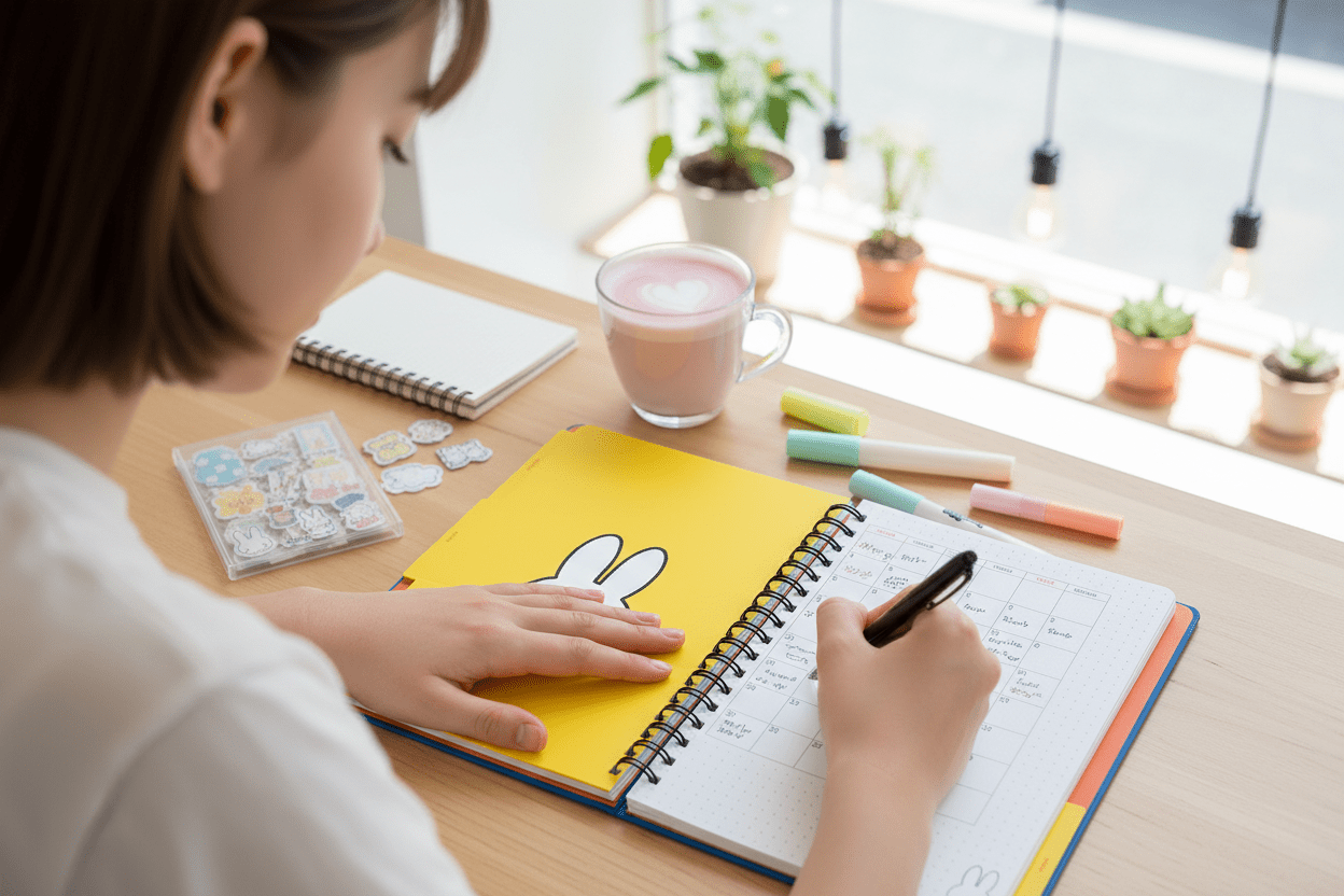 Undated Tri - Tab Planner Classic Miffy - Bows