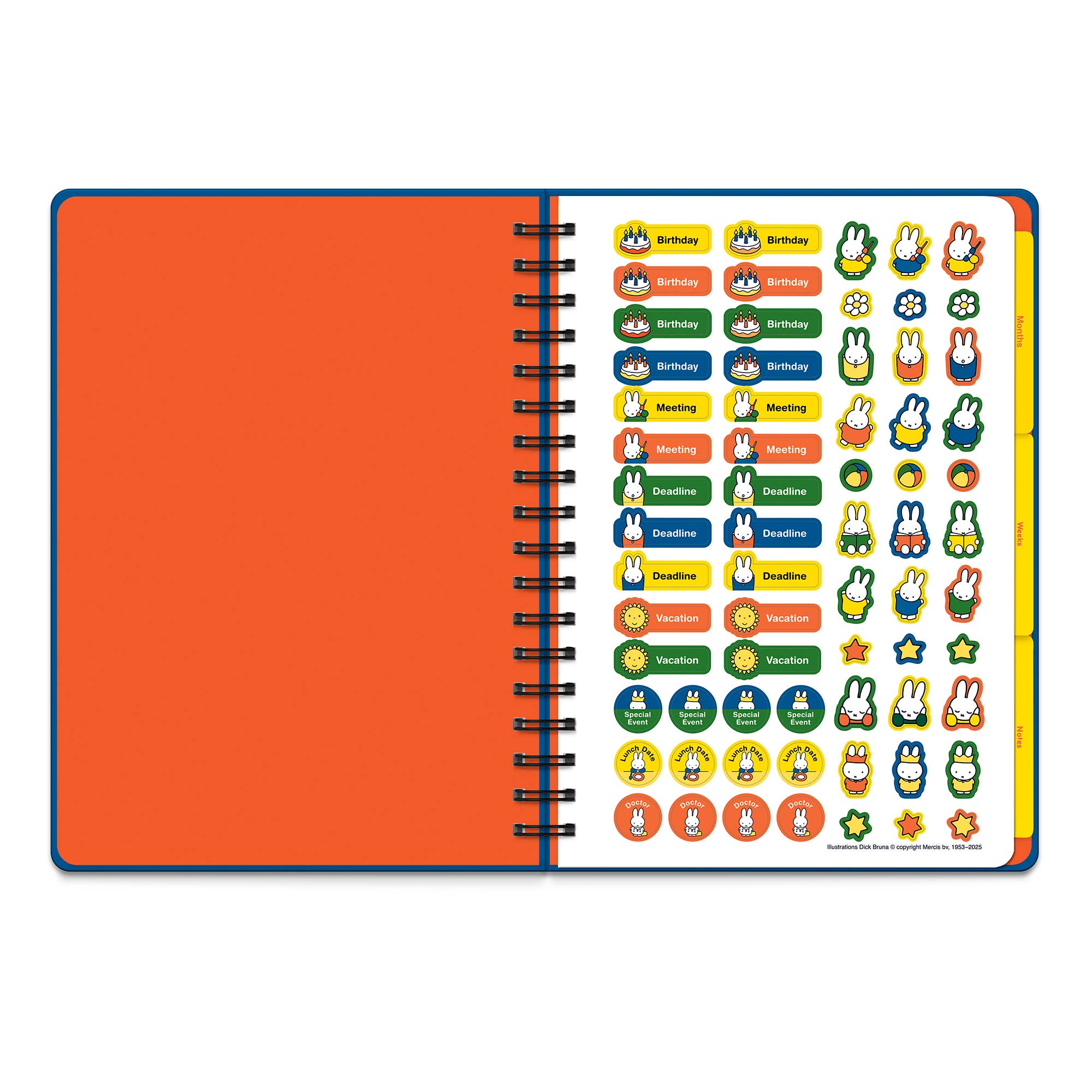 Undated Tri - Tab Planner Classic Miffy - Bows